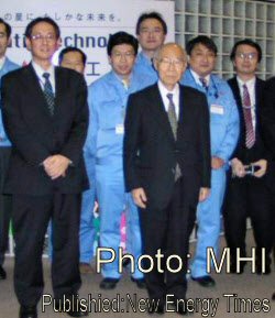Akito Arima, the former Minister of the Japanese Ministry of Education, Culture, Sports, Science and Technology, visiting the transmutation research group at Mitsubishi Heavy Industries in 2009.