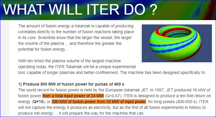 False statements made by the ITER Organization, as posted on its website, before October 6, 2017 (Click here to view the ITER Organization's correction shortly after October 5, 2017)