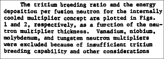Paragraph from Y. Gohar and M.A. Abdou, "Neutronic Optimization of Solid Breeder Blankets for STARFIRE Design," Oct. 1980
