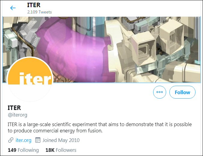 Twitter handle for ITER organization, retrieved July 27, 2022